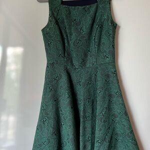 Eva Franco Green Patterned Midi Dress